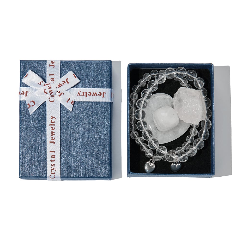 2 Bergkristal Armbanden en 2 Edelstenen Set + Cadeaudoosje