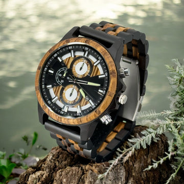 TimberWood DualForce™ – Herenhorloge van Zwart- en Zebrahout