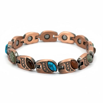 Koperen Magneetarmband met Halfedelstenen – Multi Stone Elegance