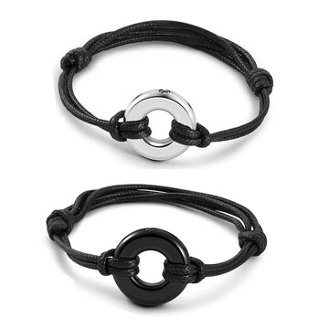 Urnenarmband – verstellbares Leder + Aschenkammer aus Edelstahl mit Gravur