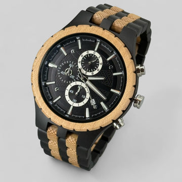 XXL Herenhorloge – TimberWood Shadow™ | Zwart sandelhout en esdoorn