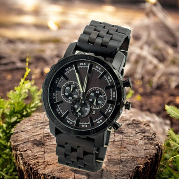 TimberWood BlackChrono – Zwart Sandelhouten Herenhorloge