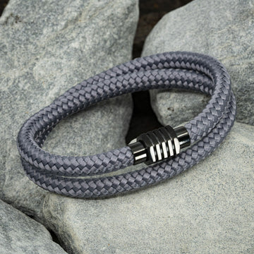 Eigen paracord armband zwart - Grijs touw
