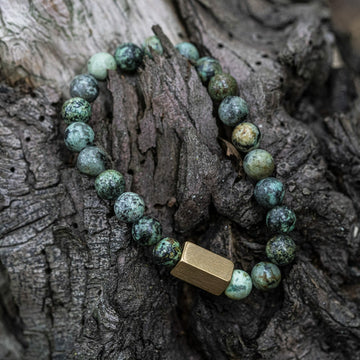 African Turquoise Gold colored beaded bracelet