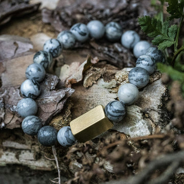 Grijze Map Stone Jasper - Kralen armband