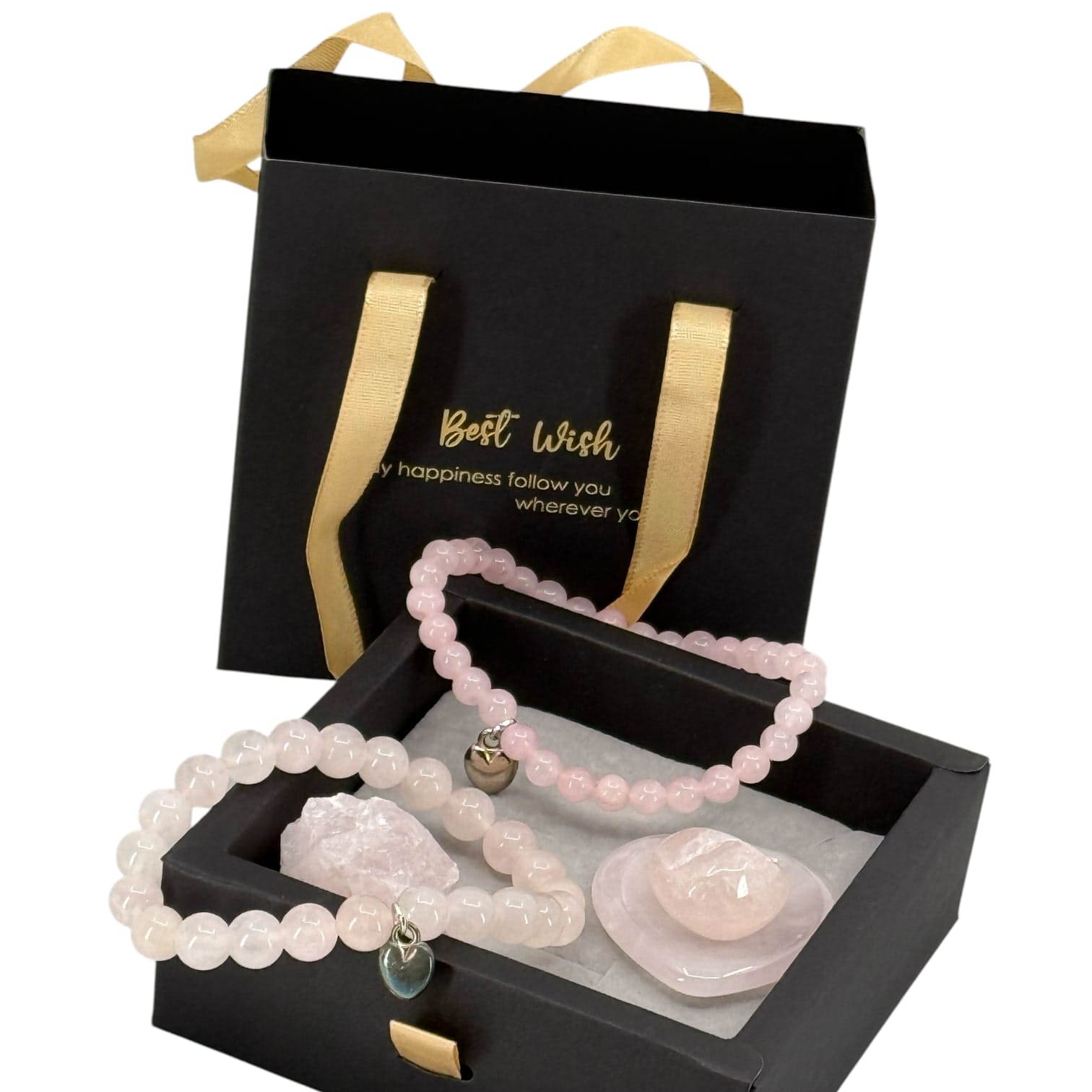 2 Rozenkwarts Armbanden Geschenkset