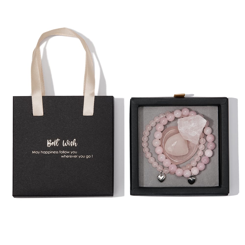 2 Rozenkwarts Armbanden Geschenkset