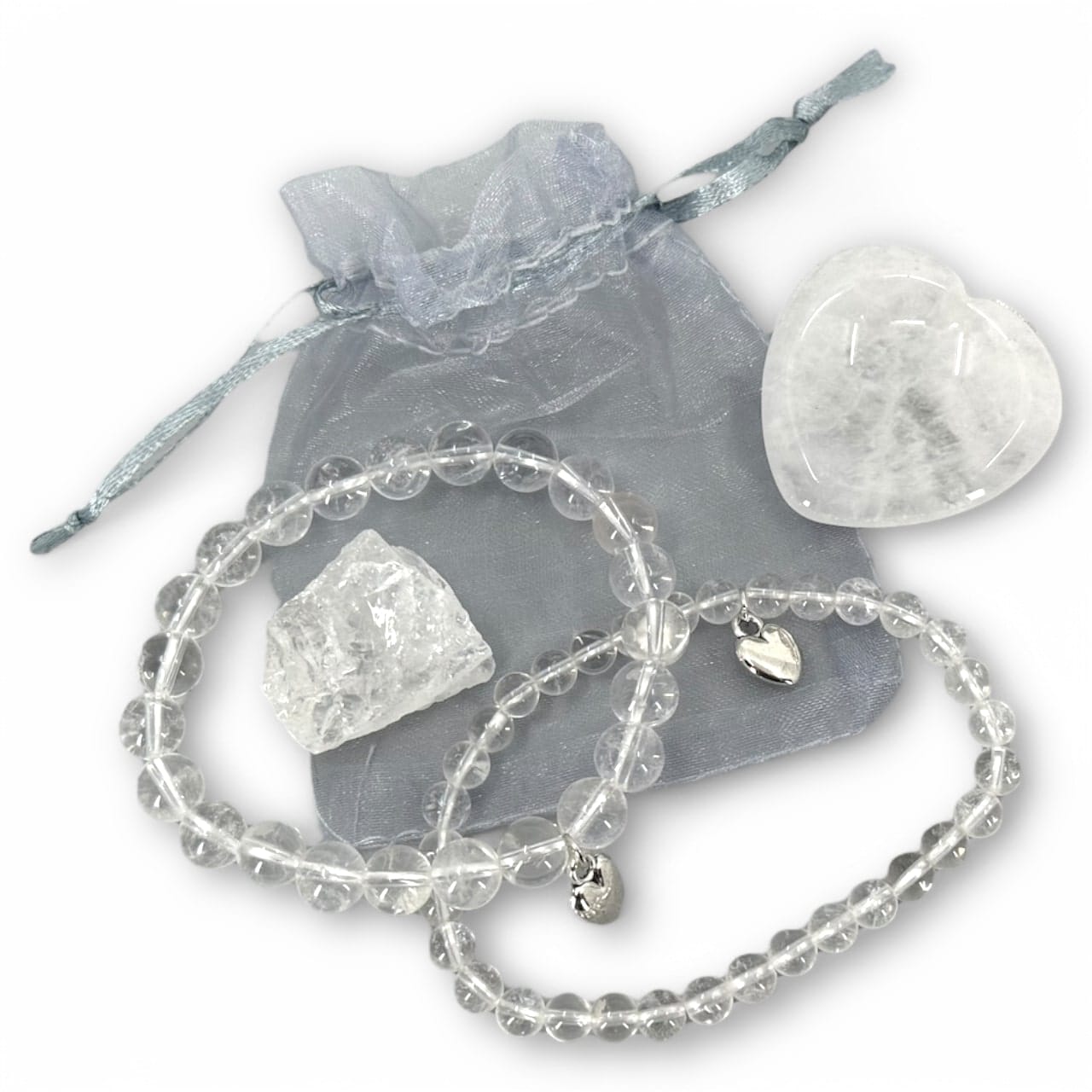 2 Bergkristal Armbanden en 2 Edelstenen Set + Cadeauzakje