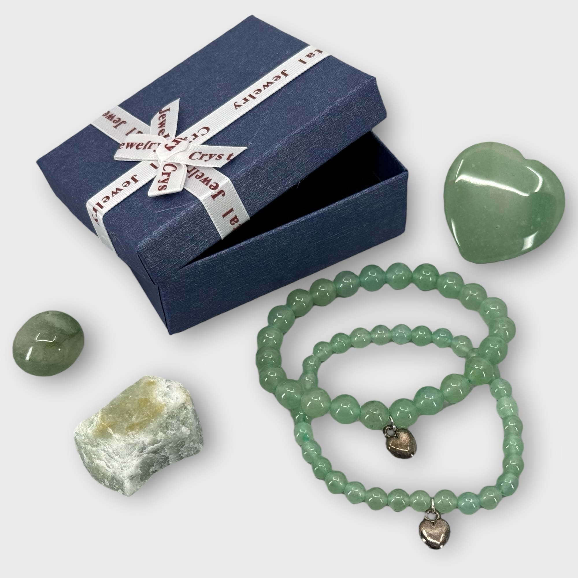 2 Groene Aventurijn Armbanden en 3 Edelstenen Set + Cadeaudoosje