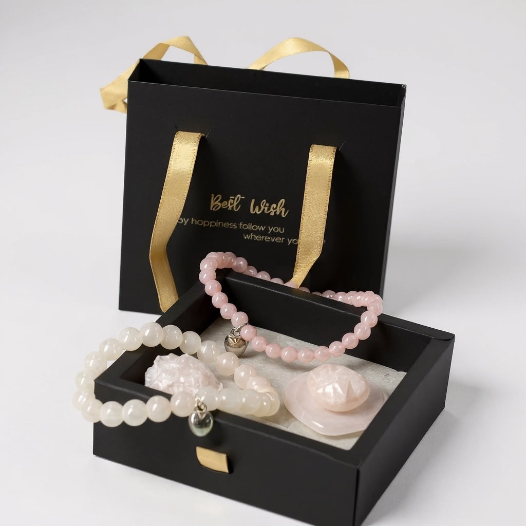 2 Rozenkwarts Armbanden Geschenkset