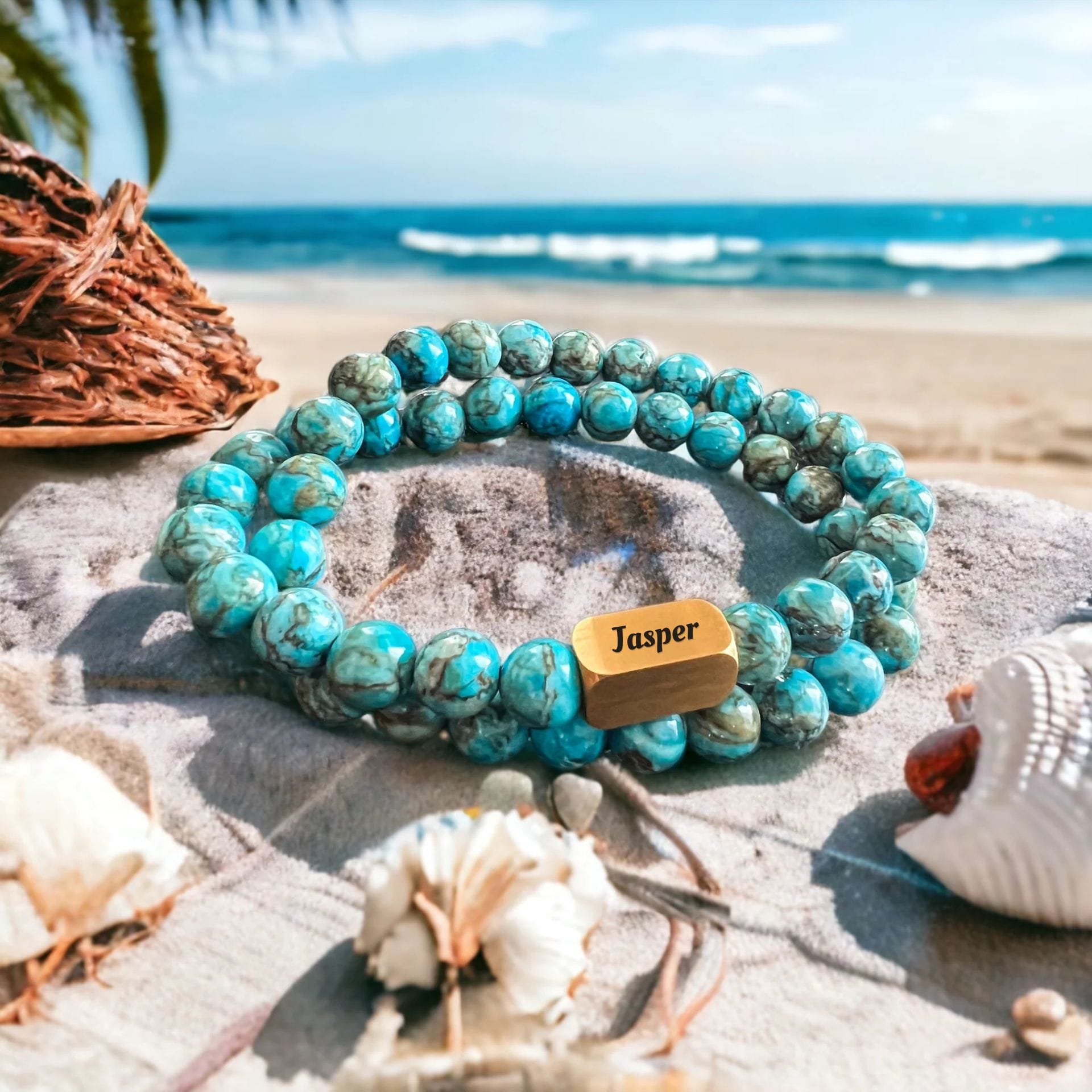 African Jasper turquoise – Kralen Armband