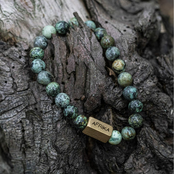 Afrikaanse Turquoise Goudkleurige kralen armband