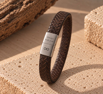 As-armband van breed leer met grove schakel