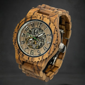 TimberWood Horizon™ – Zebra Houten Automatisch Horloge, Zelfopwindend