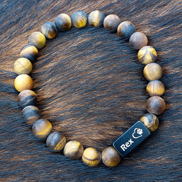 REX 🐾 Bevroren Tijgeroog Kralen armband met namen