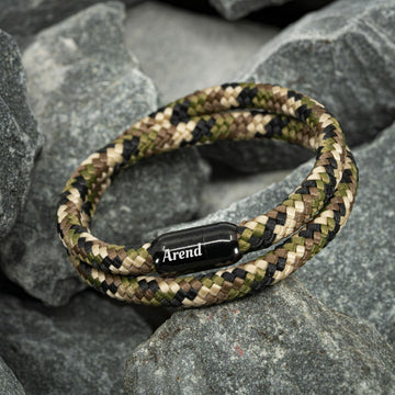 Camouflage Militaire touw Armband met Naam erop gegraveerd