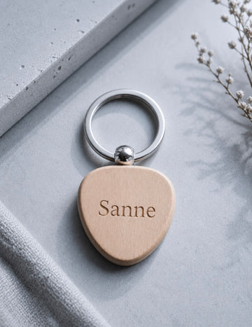 Houten sleutelhanger met gravure Hart
