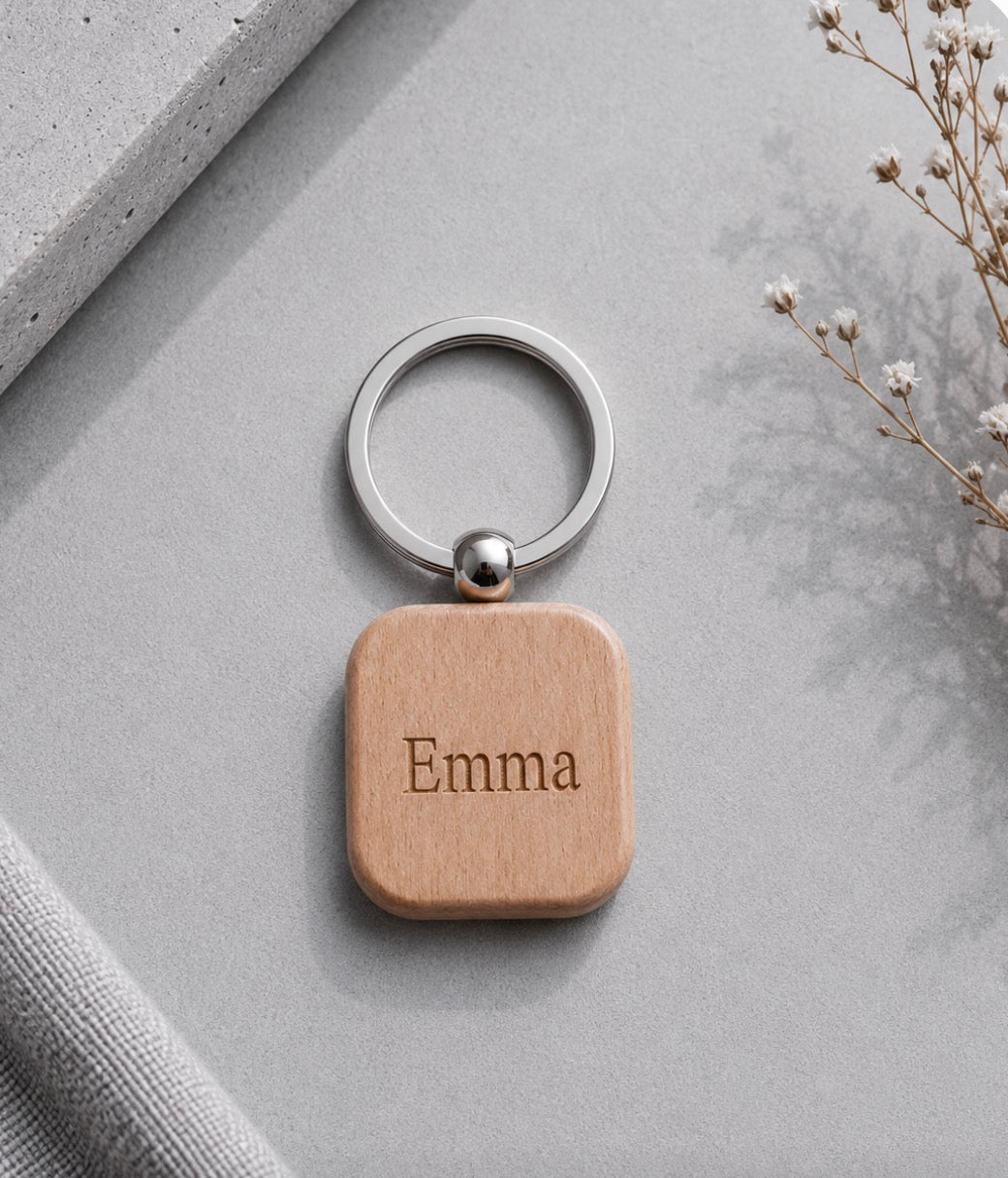 Houten sleutelhanger met gravure Hart