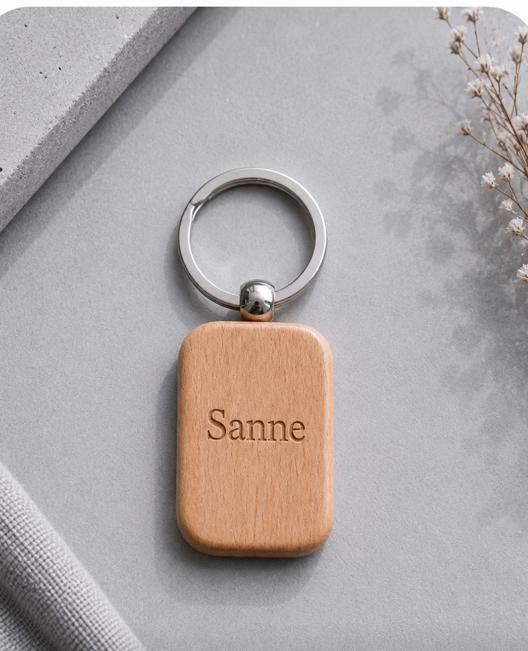 Houten sleutelhanger met gravure Hart