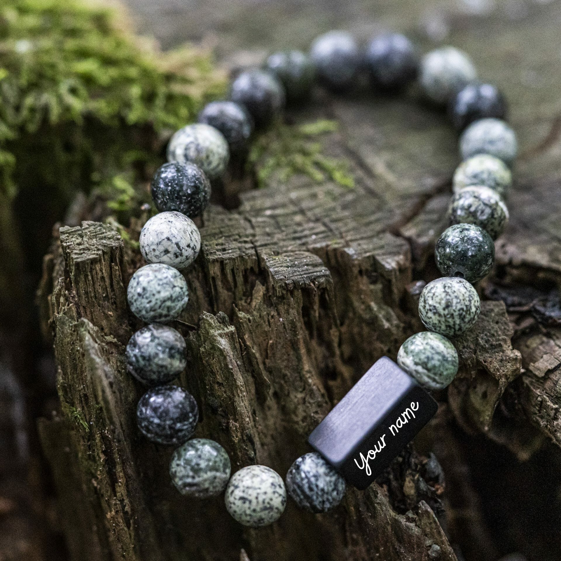 Groene 'Zebra Stone' Jaspis - Kralen armband