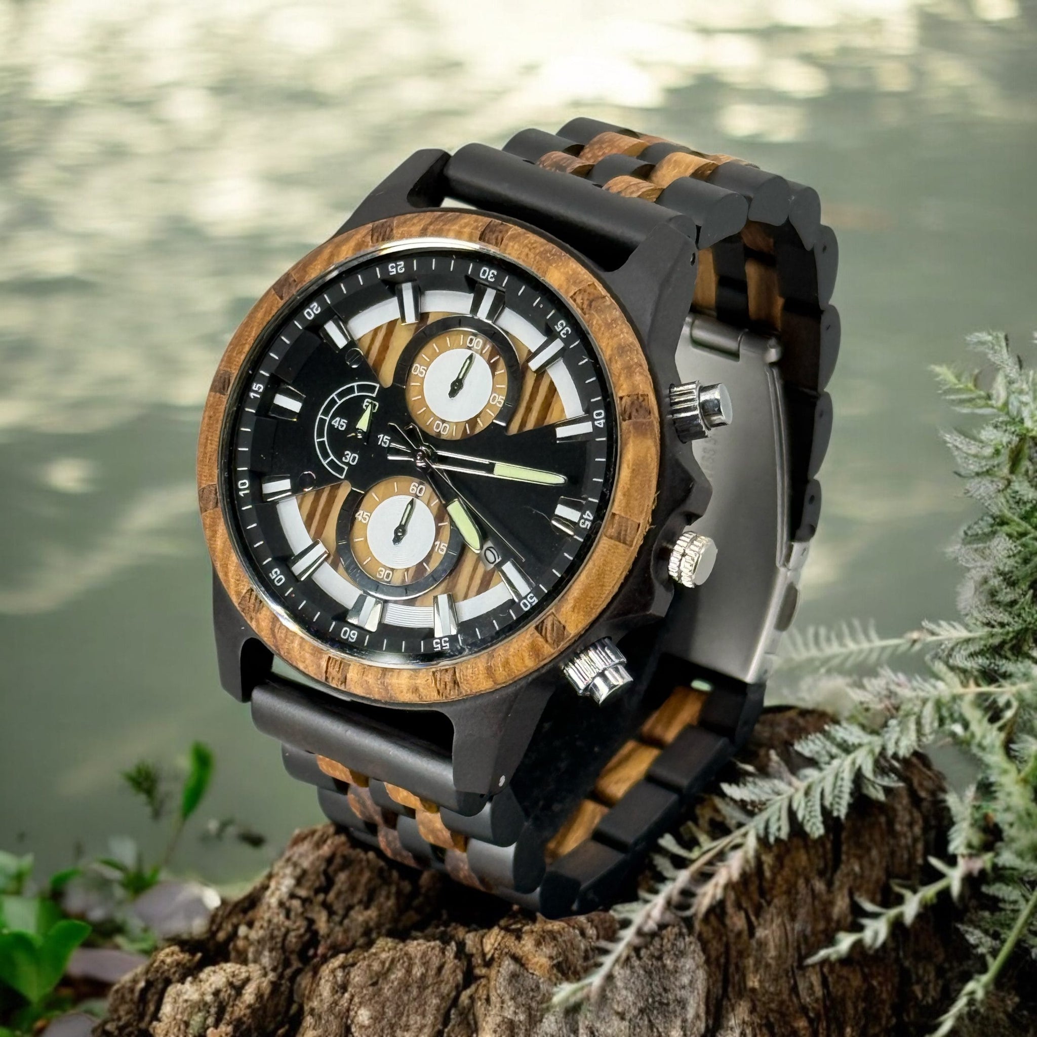TimberWood DualForce™ – Herenhorloge van Zwart- en Zebrahout