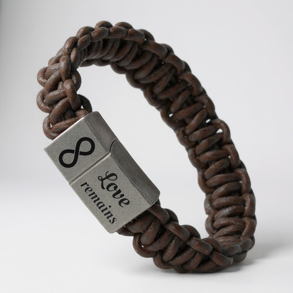 Mannen armband stoer leer met gravure