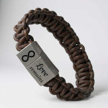 Mannen armband stoer leer met gravure