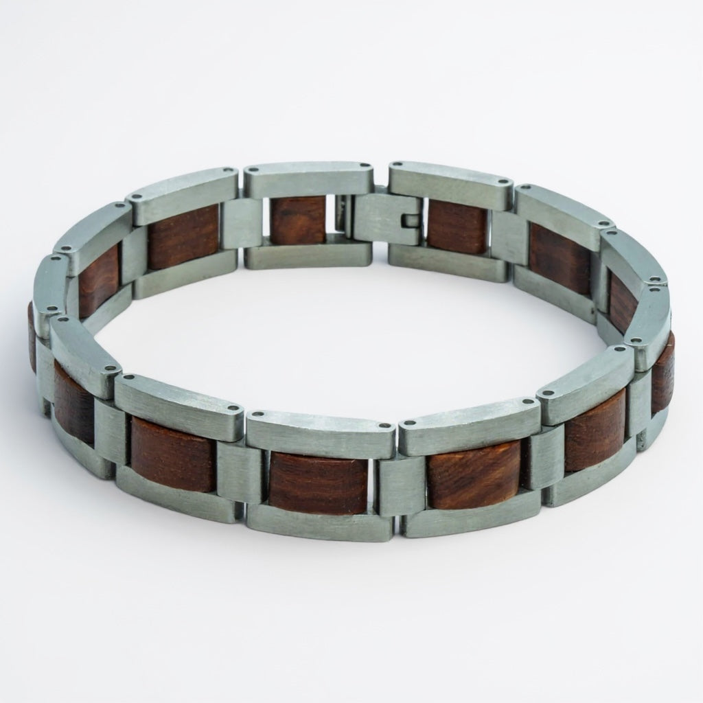 Mount Everest (Sandelhout + RVS) - Houten armband