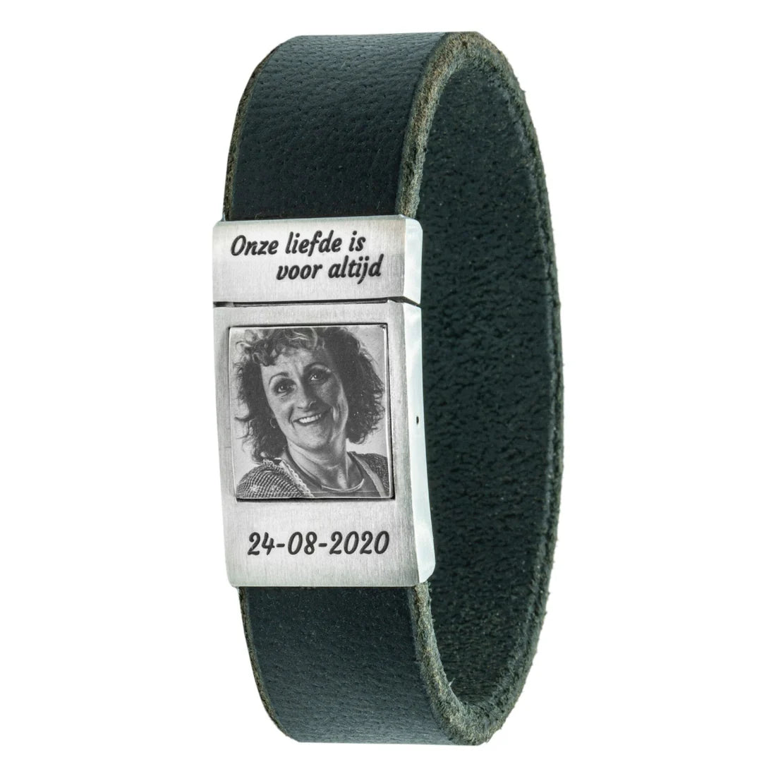Eigen symbool Armband + Tekst gravure (Zwart / Bruin / Lichtbruin leer)