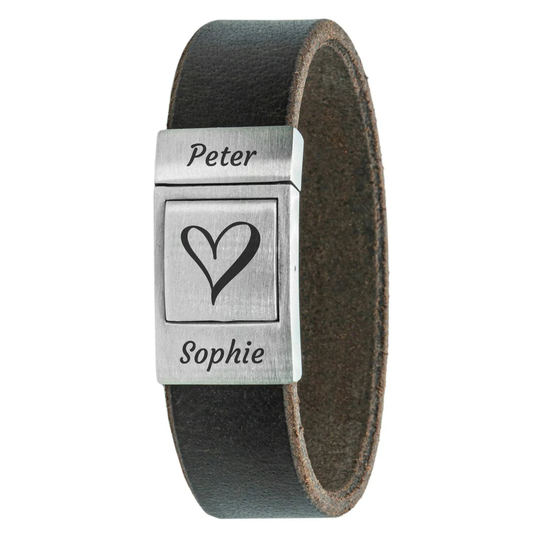 Eigen symbool Armband + Tekst gravure (Zwart / Bruin / Lichtbruin leer)