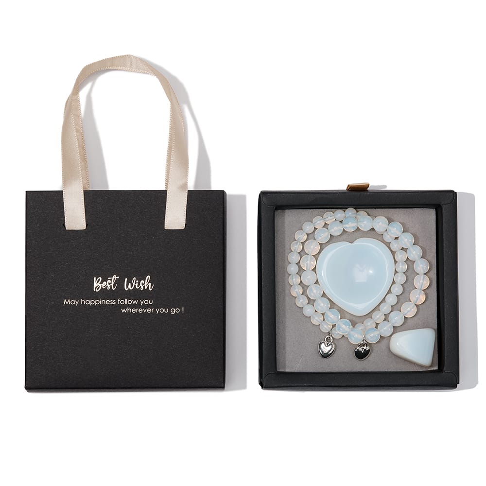 Opalite 2 Armbanden Set + Edelstenen met Cadeauverpakking