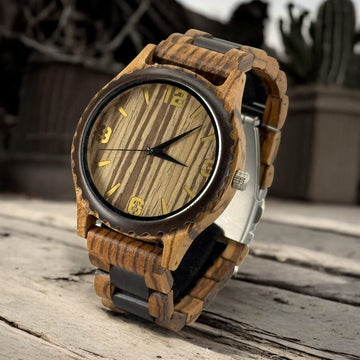 TimberWood Ranger™ – Herenhorloge van Zwart Sandelhout & Zebrahout