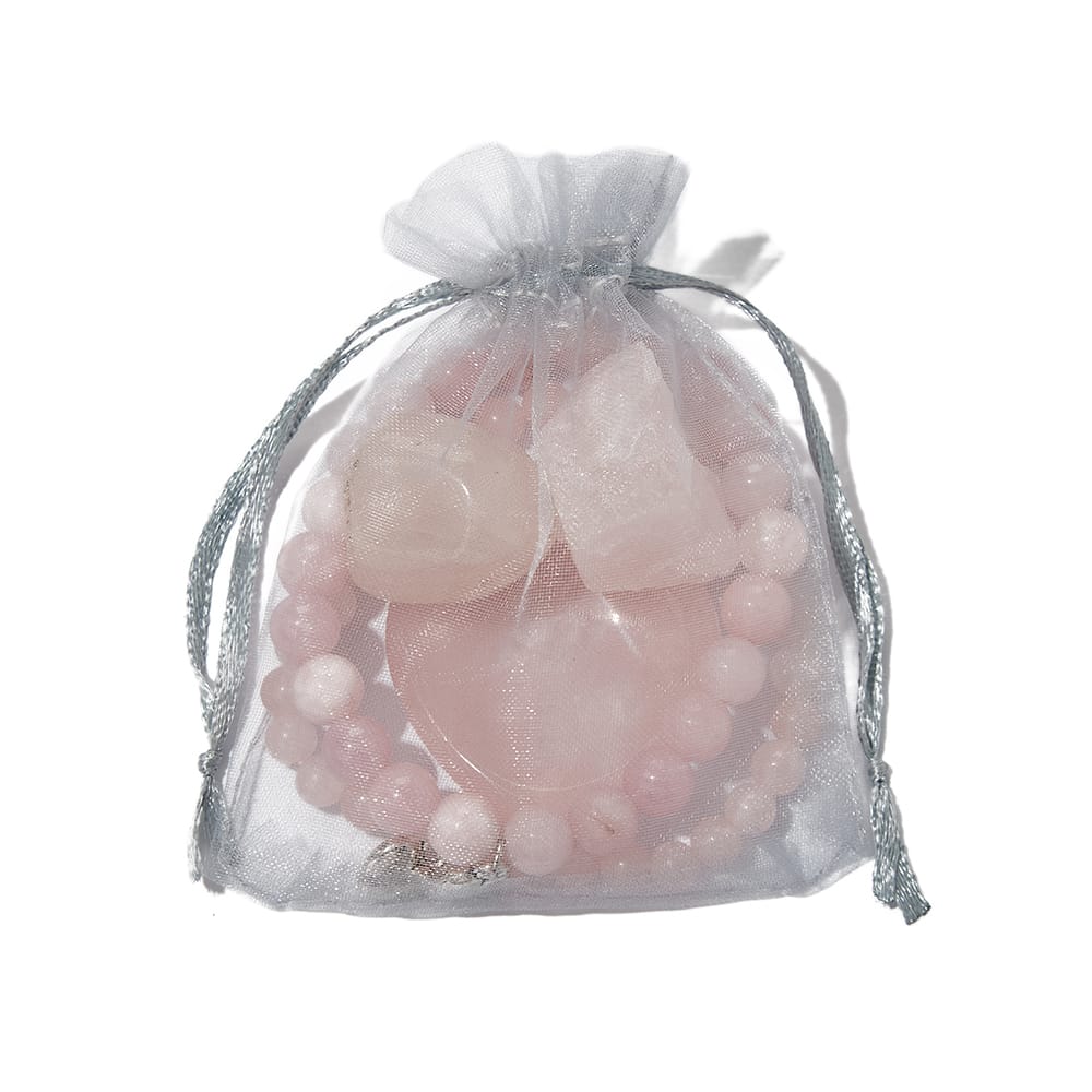 2 Rozenkwarts Armbanden en Edelstenen Set + Ruwe en Geslepen Edelstenen met Hartje