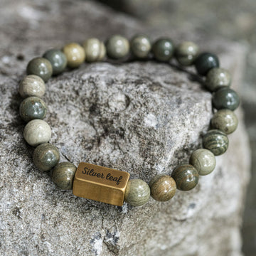 Natural Silver Leaf Jasper - Egyptische Kralen Armband