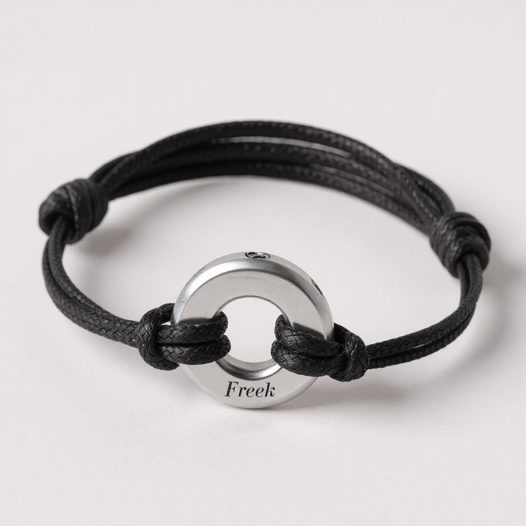 Urn Armband - 'Verstelbaar leer' + Askamer van Edelstaal met Gravure