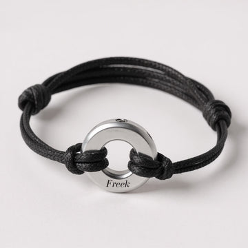 Urn Armband - 'Verstelbaar leer' + Askamer van Edelstaal met Gravure