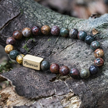 Picasso - Kleurrijke 8mm Jasper kralen armband