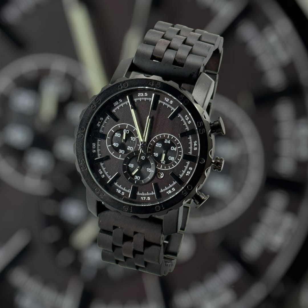 TimberWood BlackChrono – Zwart Sandelhouten Herenhorloge