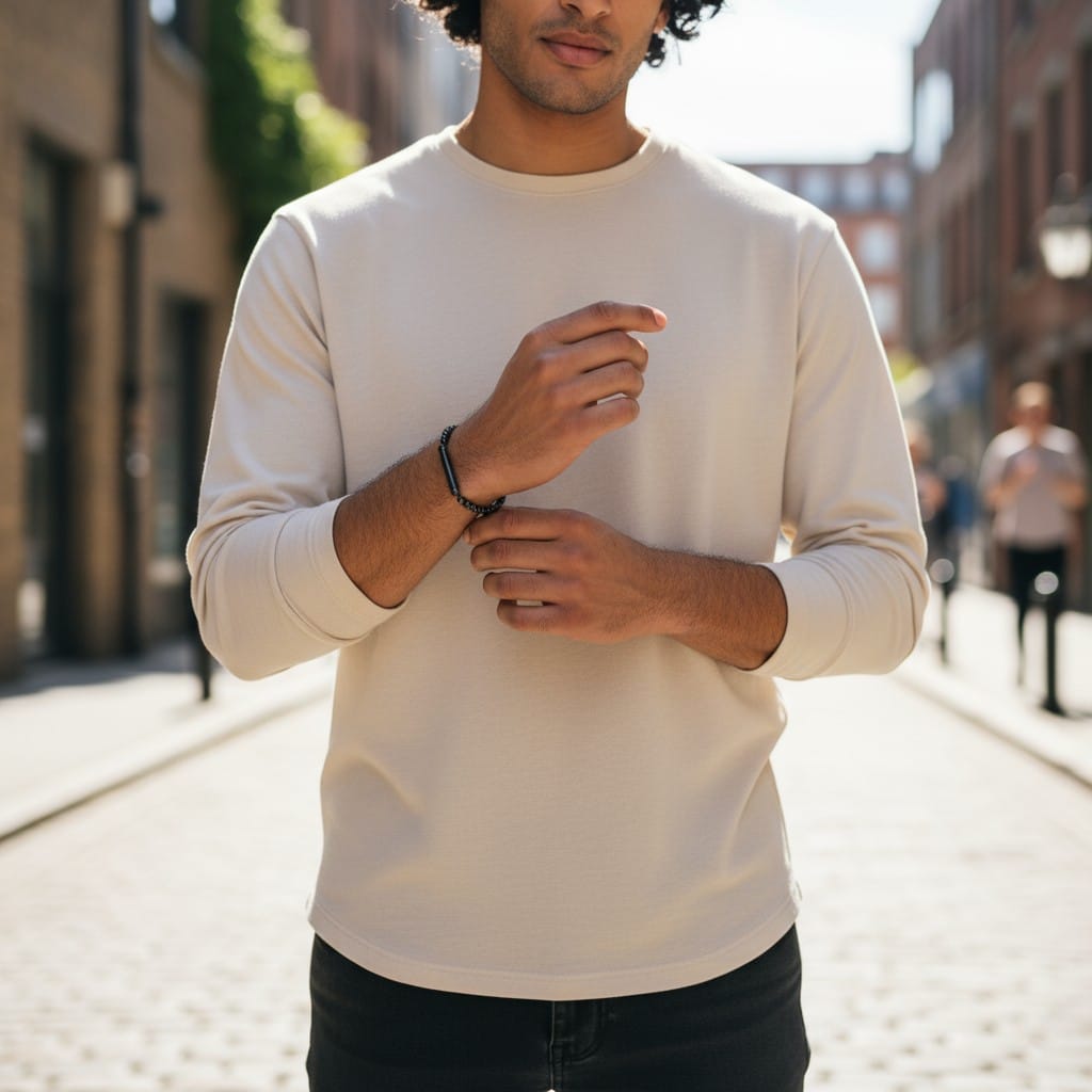 Elegante As-kamer Armband Zwart RVS (verstelbaar)