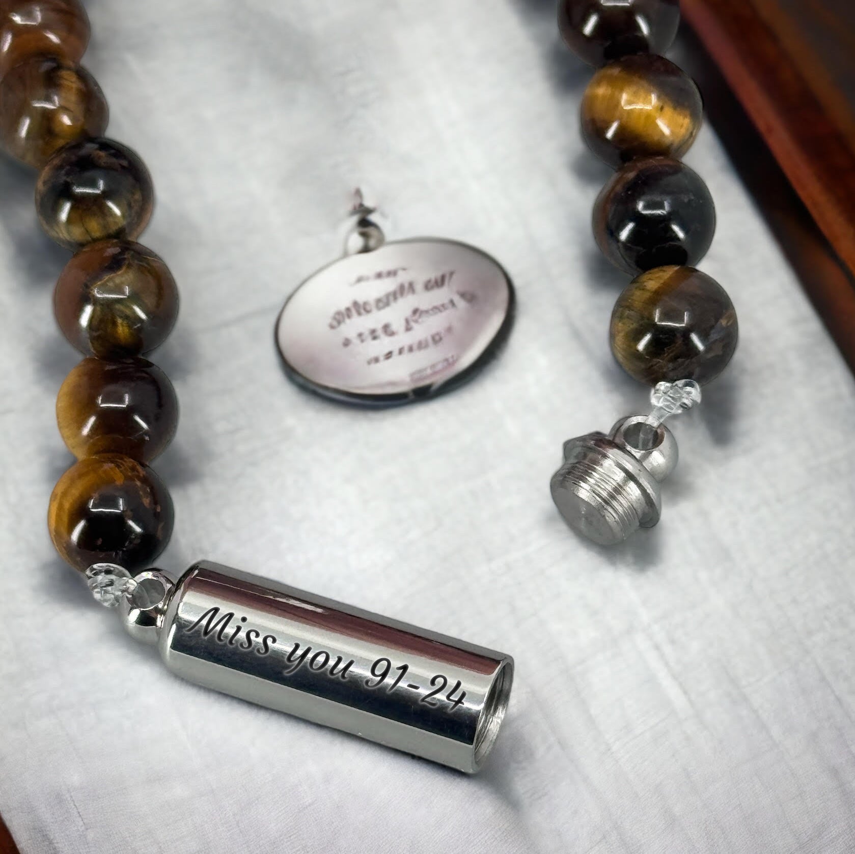 'Verstelbare' As-Armband met as-ruimte | 8mm Tijgeroog Kralen armband