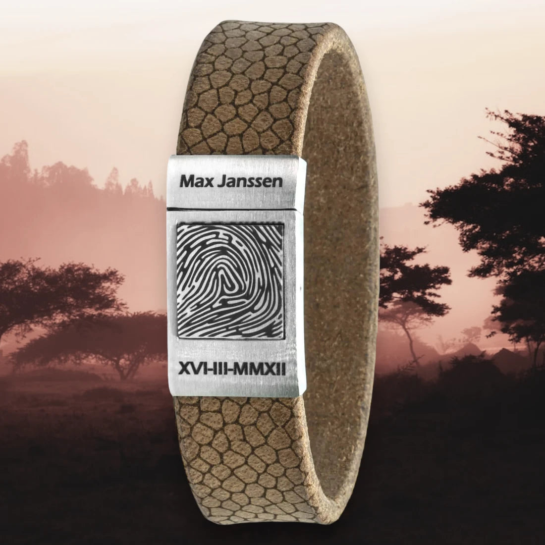 Vingerafdruk armband – Africa Edition – Zwart / bruin Italiaans leer