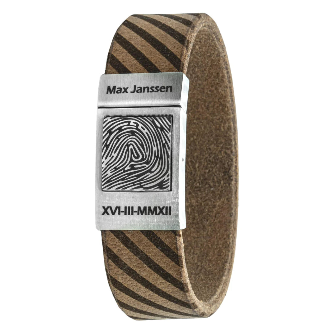Vingerafdruk armband Italiaans leer – Striped Edition