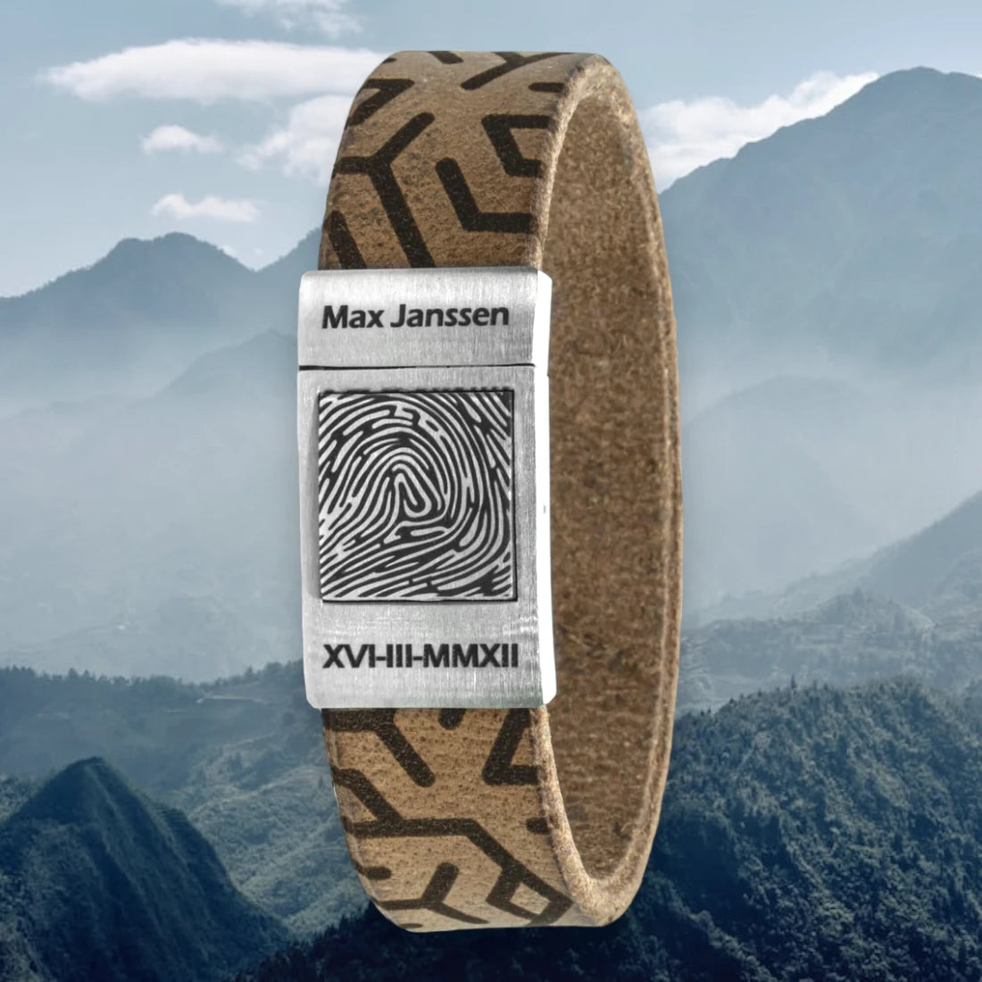 Eigen vingerafdruk armband – Legends edition (8 kleuren leer)