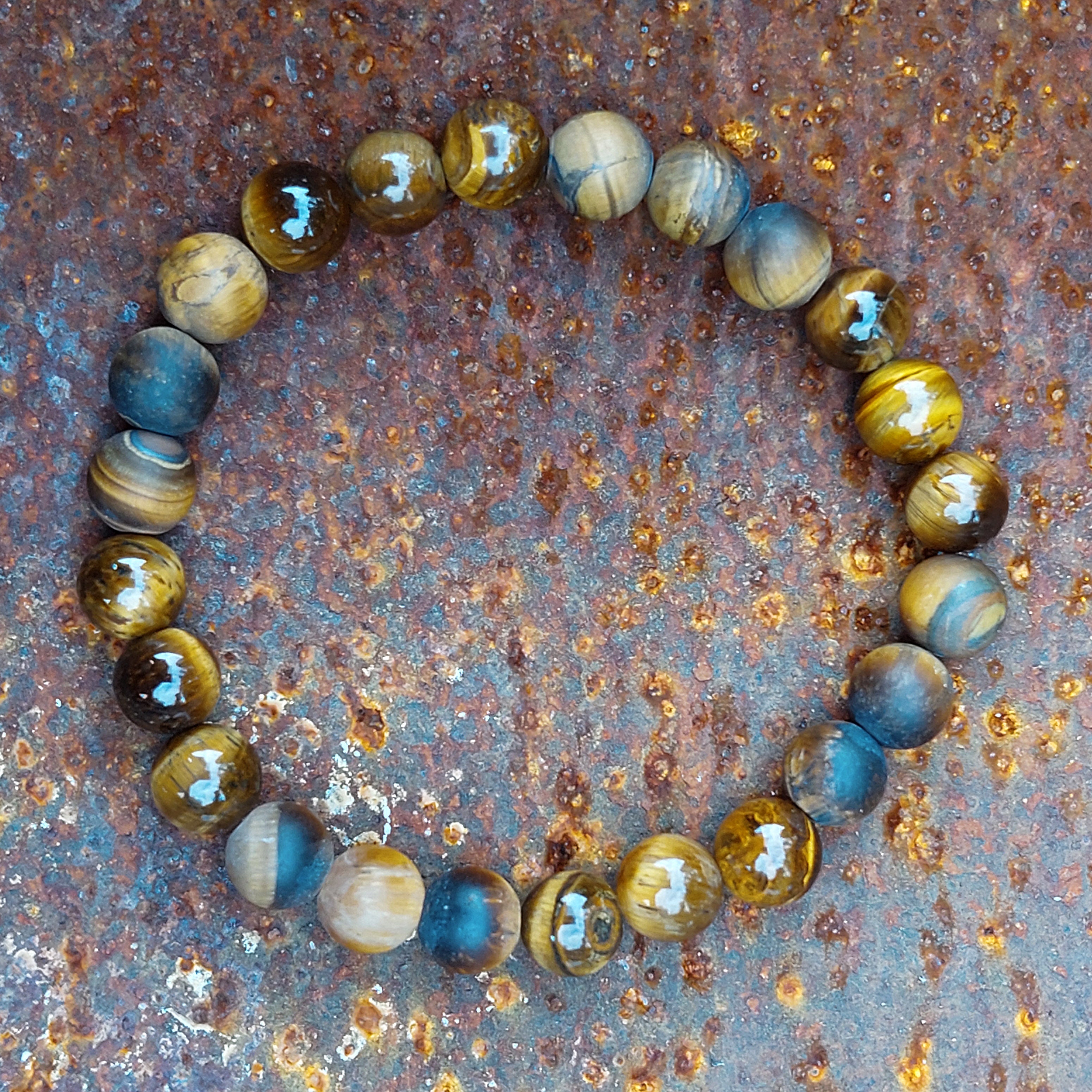 Tijgeroog Armband – Matte & Glanzende Kralen Mix