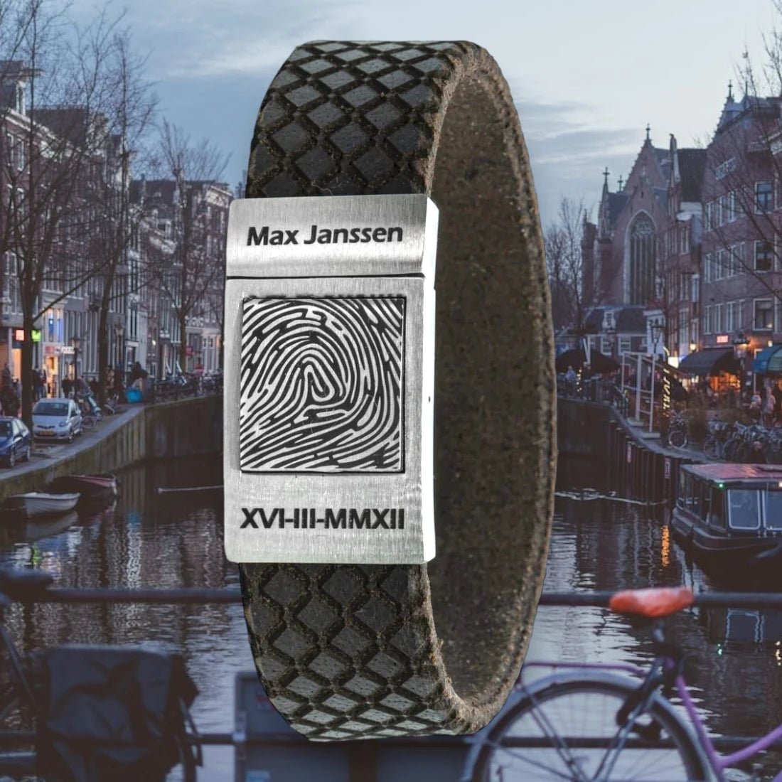 Upload je Vingerafdruk op 7 soorten leren armband - Amsterdam edition