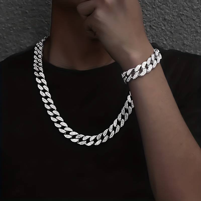 Cubaanse armband + ketting (combi): Eigen naam of initialen gravure