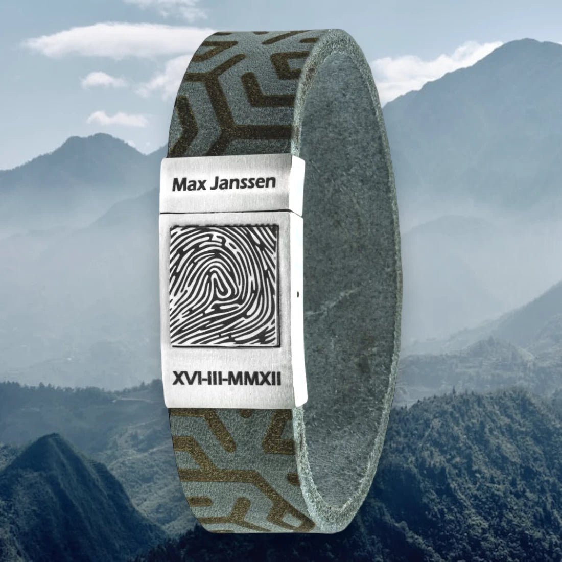 Eigen vingerafdruk armband – Legends edition (8 kleuren leer)