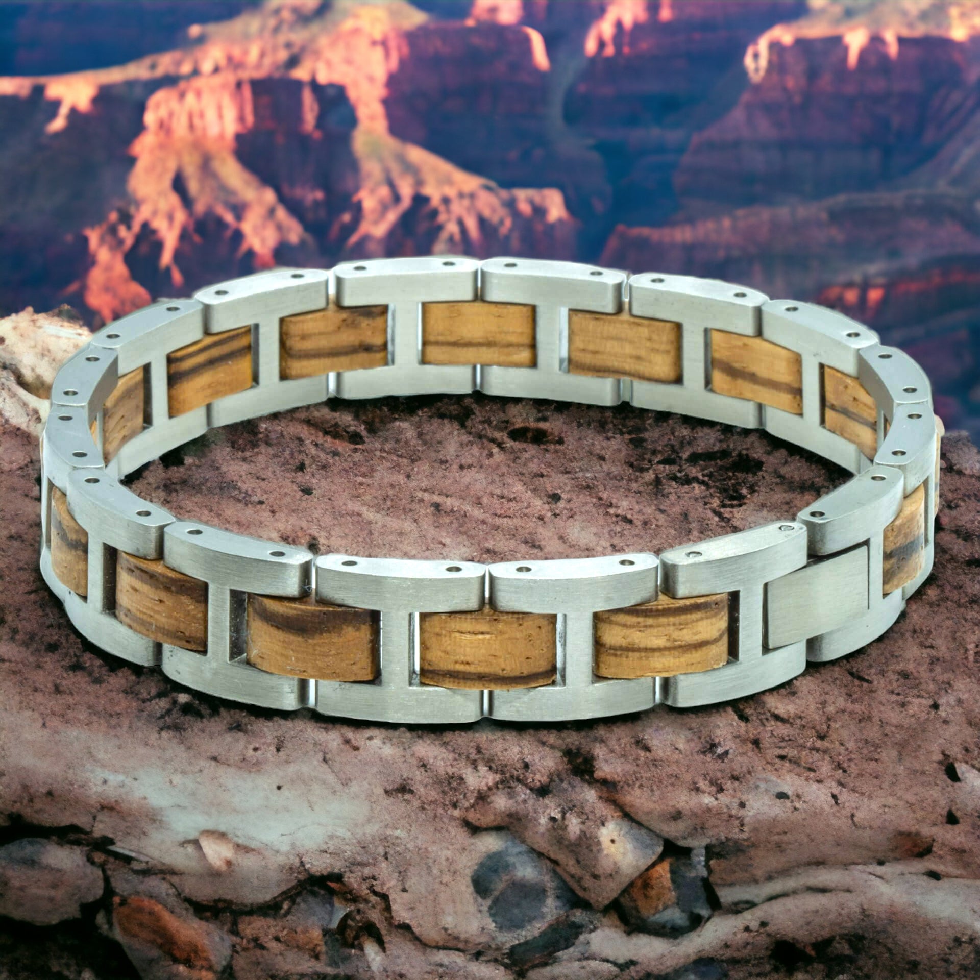 RVS Houten armband – Grand Canyon