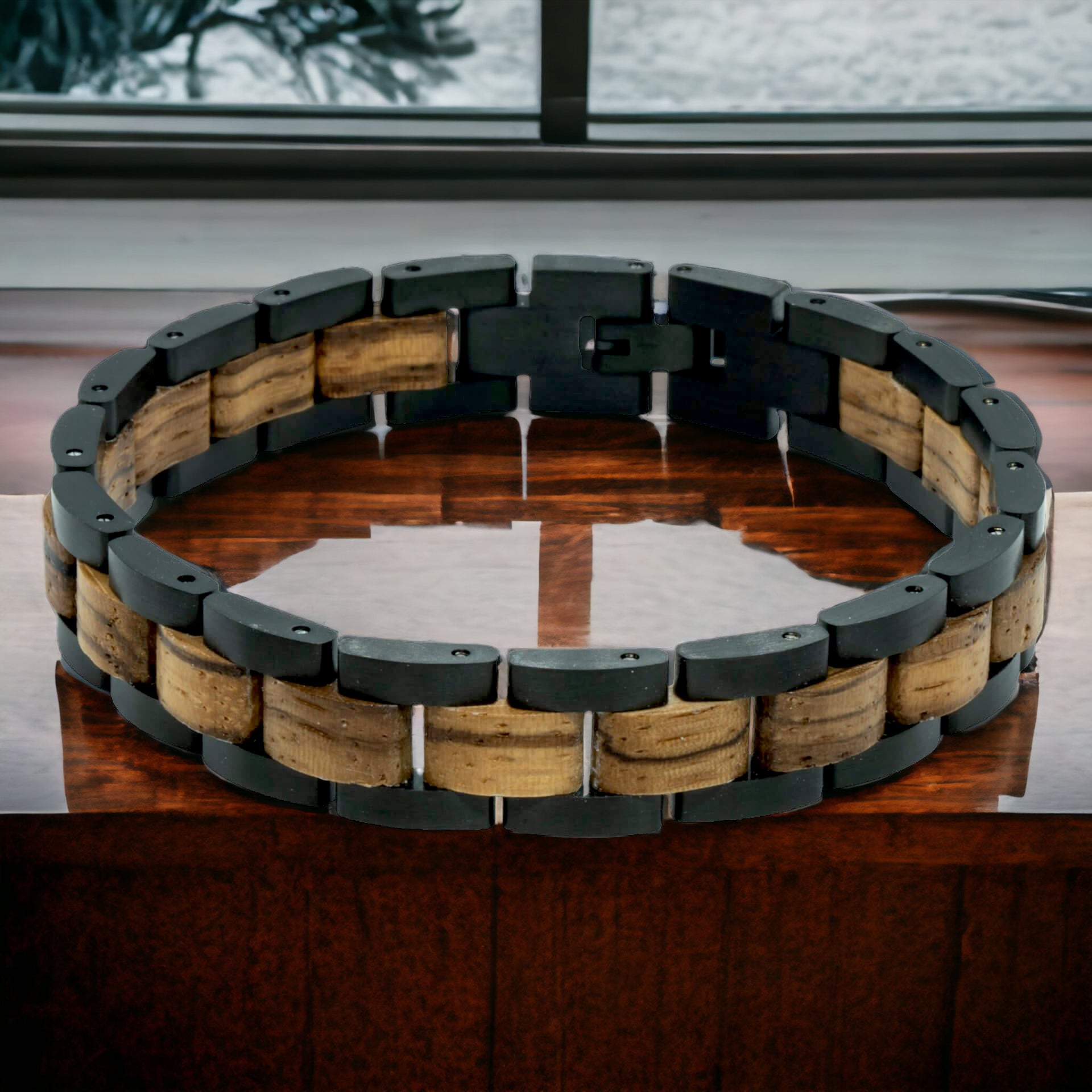 Dufourspitze (Zebrawood / Zwart) – Houten armband