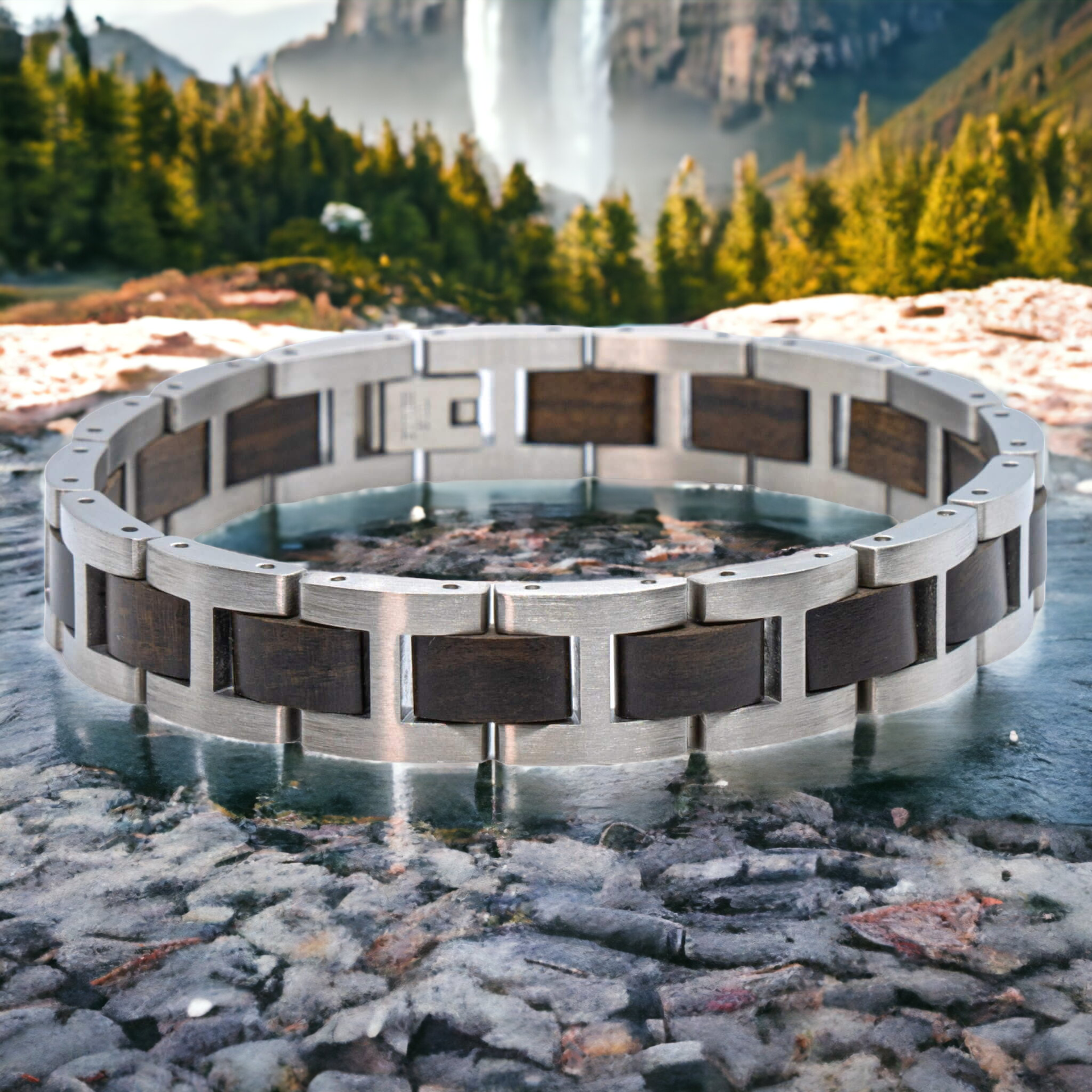 Dolomieten – Ebbenhout & Roestvrij Staal Houten Armband